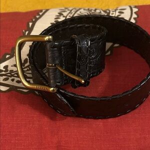 Ralph Lauren Vintage hand tooled leather belt with brass buckle.